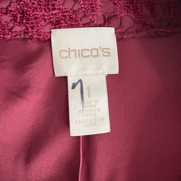 Chico's Burgandy Lace Blazer Jacket - Picture 8 of 13